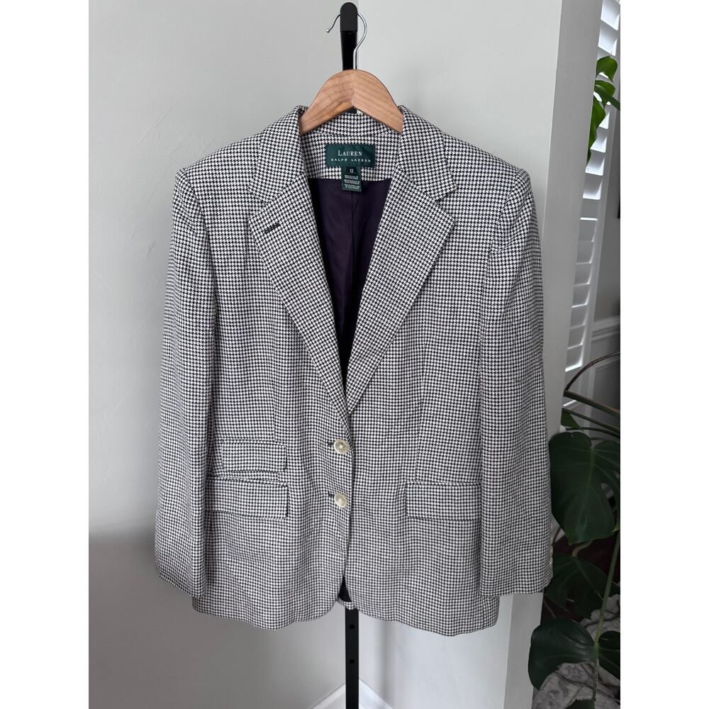 Lauren Ralph Lauren Black and White Houndstooth Blazer